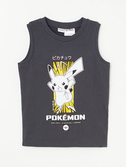 Bisiklet Yaka Pikachu Bask?l? Erkek ?ocuk Atlet
