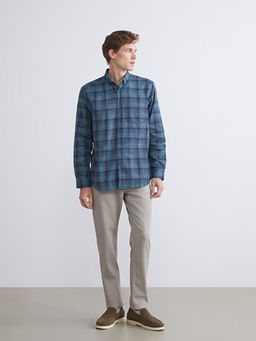 Regular Fit Uzun Kollu Ekose Gabardin Erkek G?mlek