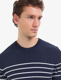 Lacivert Slim Fit Bisiklet Yaka Triko Ti__rt