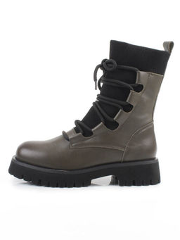 01-XKL21-195R DK. GREEN Ботинки демисезонные женские (натуральная кожа, байка)