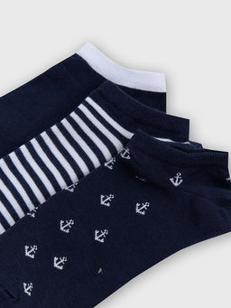Набор детских коротких носков (3 пары) в синем цвете с рисунками - Mark formelle фото 6