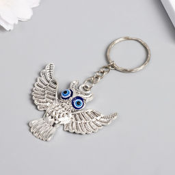 Цена за 12 шт. Брелок металл "Сова в полёте" 4,3х5 см, МИКС