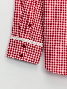 Рубашка из хлопка в клетку / Zarina фото 11