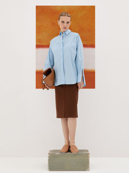 Рубашка свободного кроя из вискозы 422.030068/Голубой - Seven senses фото 2