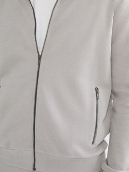 Dik Yaka Uzun Kollu Erkek Fermuarl? Sweatshirt