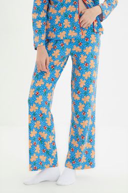 Trendyolmilla Mavi %100 Pamuklu Y?lbas? Temal? Orme Pijama Tak?m? THMAW22PT1204  фото 11
