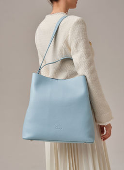 Кожаная сумка шоппер Olga DBR 30948 светло-голубой фото 2