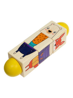 Кубики деревянные на оси  «Животные» , 3 кубика