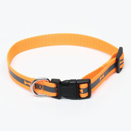 Ошейник Кость, ОШ до 37 см, ширина 1,5 см, оранжевый - Пижон фото 2