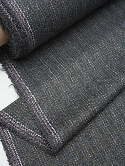 Шерсть пальтово-костюмная Твид Полоска-пунктир цв.темно-серый, ш.1.5м, шерсть-30%, п/э-70%