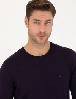 Mor Slim Fit Bisiklet Yaka Y_n Kar___ml_ Basic Triko Kazak - Pierre cardin фото 2