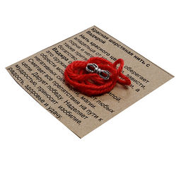 Браслет красная шерстяная нить c Ваджрой символ защиты, достижения цели и победы