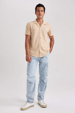 Рубашка приталенного кроя с коротким рукавом - Defacto фото 2