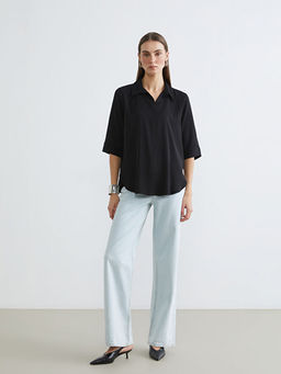 G?mlek Yaka Saten Bluz