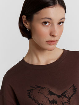 Джемпер женский коричневый с принтом шоколадное мартини +печать 122988