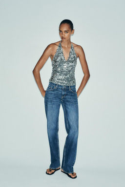 SEQUINNED HALTER TOP