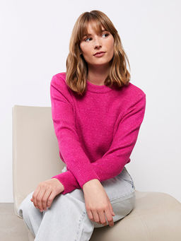 Bisiklet Yaka D?z Uzun Kollu Kad?n Triko Kazak