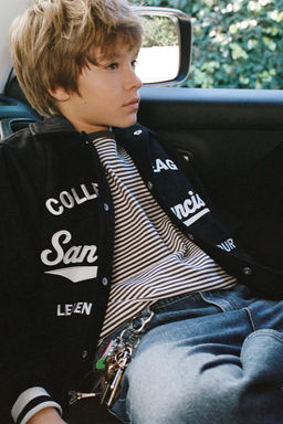 HEAVYWEIGHT STRIPED T-SHIRT WITH EMBROIDERED TEXT - Zara фото 5