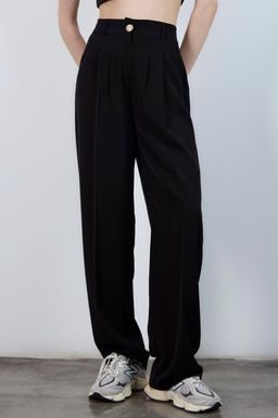 Koyu Kahverengi Yuksel Bel Genis Paca Dokuma Pantolon TWOAW26PL00161