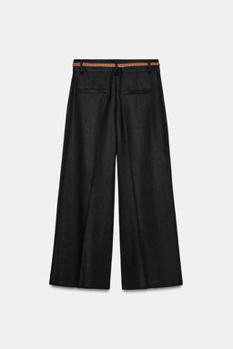 PANTAL?N CULOTTE CON LINO CINTUR?N TRENZADO / Negro - Zara фото 9