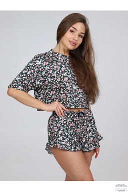 Пижама женская П-124.12 Цветы зеленый