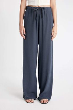 Широкие брюки с тремя карманами, нормальной талией, стандартной длины, брюки из смесового льна - Defacto фото 8