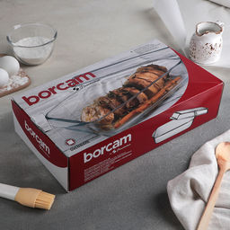 Форма для запекания Paşabahçe Borcam, 2.8 л, с крышкой, жаропрочное стекло, прозрачная
