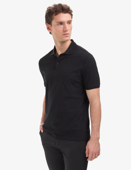 Siyah Regular Fit %100 Pamuk K_vr_lmaz Polo Yaka Basic Ti__rt