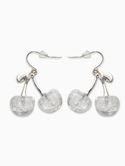 Серьги "Вишенка" блёстка, цвет прозрачный белый в серебре