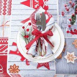 Столовый набор Чудеса:скатерть 150*180 см.+6 салф. рогожка