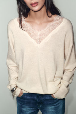 WOOL BLEND LACE KNIT SWEATER - Zara фото 9