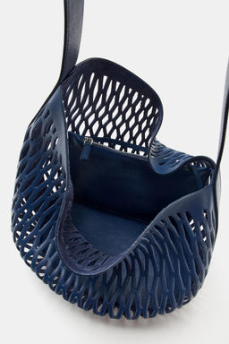 BOLSO PIEL TROQUELADO / Azul Marino - Zara фото 8