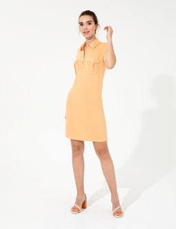 Turuncu Polo Yaka Elbise