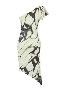 Limited Edition Cok Renkli Bask?l? Midi Asimetrik Yaka Esnek Orme Kalem Elbise TWOSS24EL00565 - Trendyolmilla фото 13