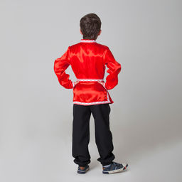 Русская народная рубаха «Хохлома», атлас, р. 34, рост 134 см