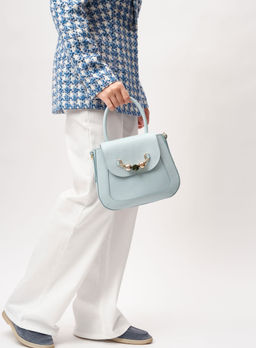 Кожаная сумка Deboro 30739 голубой айсберг