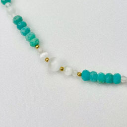 Бусы из Амазонита и Селенита 42 см +