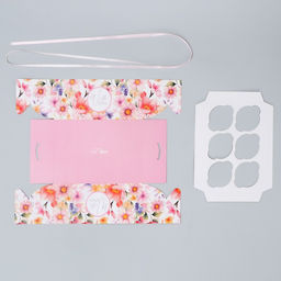 Цена за 5 шт. Коробка для капкейка, кондитерская упаковка, 6 ячеек «Нежность» 23 х 16 х 10 см