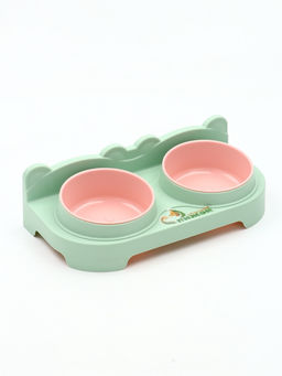 Миска пластиковая двойная 30 х 15,5 х 9 см, зелёная