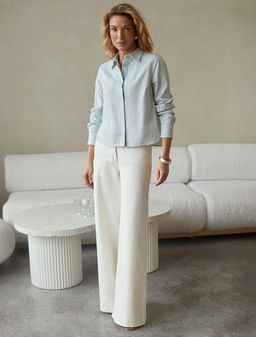 Укороченная блузка в полоску из эластичного хлопка - Vilatte фото 3