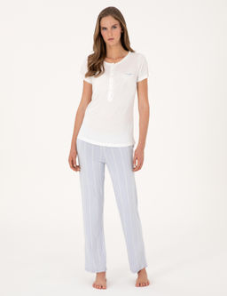 Beyaz Lohusa Pijama Tak_m_