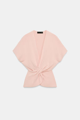 TOP DRAPEADO PUNTO / Rosa pastel
