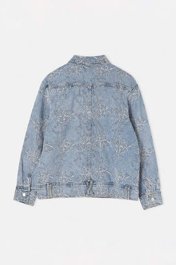 Limited Edition Mavi Desenli Oversize Denim Ceket TWOSS26CE00045