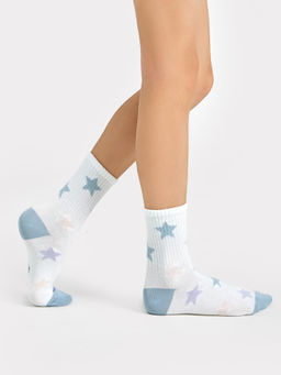 Цена за 5 пар! Носки детские классические белые с рисунком звездочек