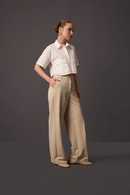 Широкие брюки стандартной длины с высокой талией - Defacto фото 2