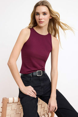 Murdum Pamuklu Halter Yaka Fitted/Vucuda Oturan Esnek Orme Atlet TWOSS23AL00069