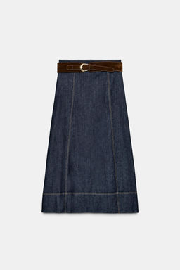Z1975 MIDI DENIM WRAP SKIRT WITH BELT - Zara фото 6