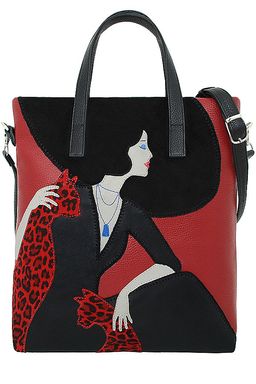 Сумка с аппликацией ДС-220-224 черный+красный