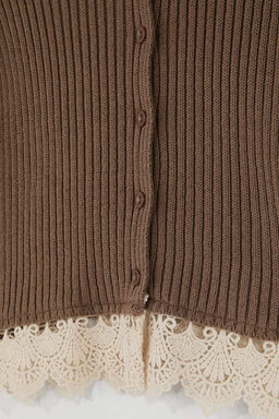 Vizon Dantel Detayl? Fitilli Triko Bluz TWOSS26BZ00177 - Trendyolmilla фото 6