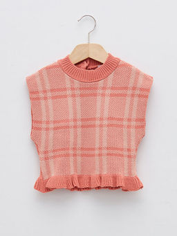 Bisiklet Yaka Ekose Desenli K?z Bebek Triko S?veter